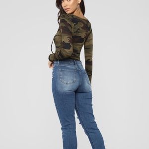 Inevitable Camo Lace Up Bodysuit